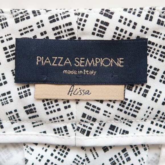 Piazza Sempione Black & White Micro Check Print Bermuda Shorts Size Medium / 6 - Picture 10 of 16